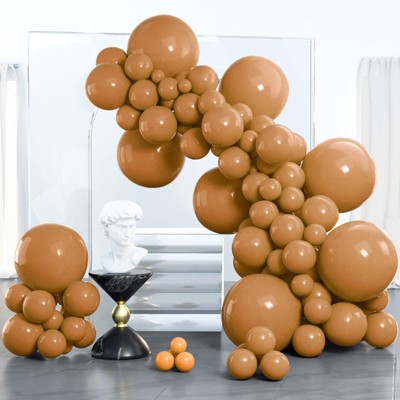 PartyWoo Balloons Light Brown Caramel Tan Boho 18 12 10 5 Inch 100 pcs