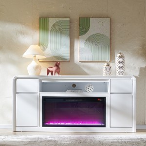 70" Modern Fireplace TV Stand, Entertainment Center for TVs Up to 80", Wood Media Console with 2 Drawers & 2 Doors - 1 of 4