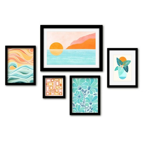 Americanflat 5 Piece White Framed Gallery Wall Art Set Modern