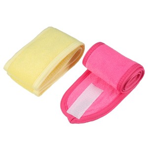 Unique Bargains Towel Headbands Make Up Spa Yoga Self-Adhesive Tape Pink Black 2 Pcs - 1 of 4