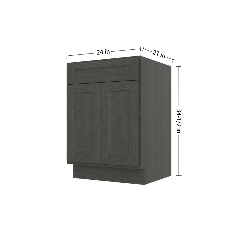 HOMLUX 24 in. W  x 21 in. D  x 34.5 in. H Bath Vanity Cabinet without Top in Shaker Charcoal, 4 of 7