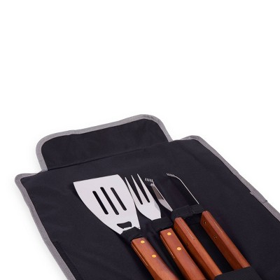 Arlmont & Co. 3-Piece BBQ Tote & Grill Accessories Set, Outdoor Gril Set with Case, BBQ Spatula, BBQ Fork, and BBQ Tongs Cornwall