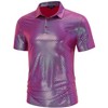 Men's 70s Disco Shirts Shiny Sequins Short Sleeve Party Shirt Slim Fit Nightclub Costume Tops - 2 of 4