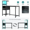 LIVAREEmlen Computer Desk with Power Outlet & Storage Shelves, Study Writing Table with USB Ports Charging Station - 3 of 4