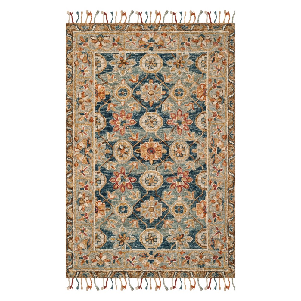  Floral Tufted Accent Rug Gray/Navy