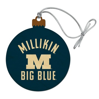 Millikin University Big Blue Logo Wood Christmas Tree Holiday Ornament