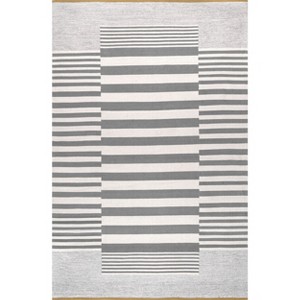 Nuloom Primrose Hand Loomed Striped Cotton Indoor Area Rug, Gray, 5'x8' - 1 of 4