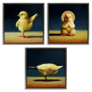 Stupell Industries Yoga Chick Trio Stretching Poses Black Framed Floater Canvas Wall Art - 1 of 4
