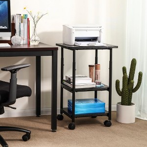 VASAGLE Industrial Printer Stand, 3-Tier Machine Cart with Wheels and Adjustable Table Top, Heavy Duty Storage Rack - 1 of 4