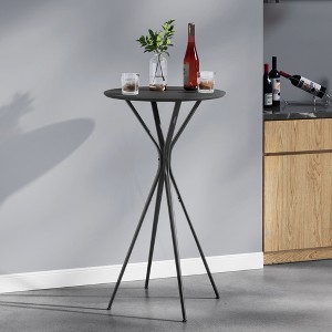 23.6" Round Bar Table, Metal High Top Table for Kitchen, Home Bar & Living Room, Modern Pub Bistro Table, 41.3" Height, Ink Black - 1 of 4