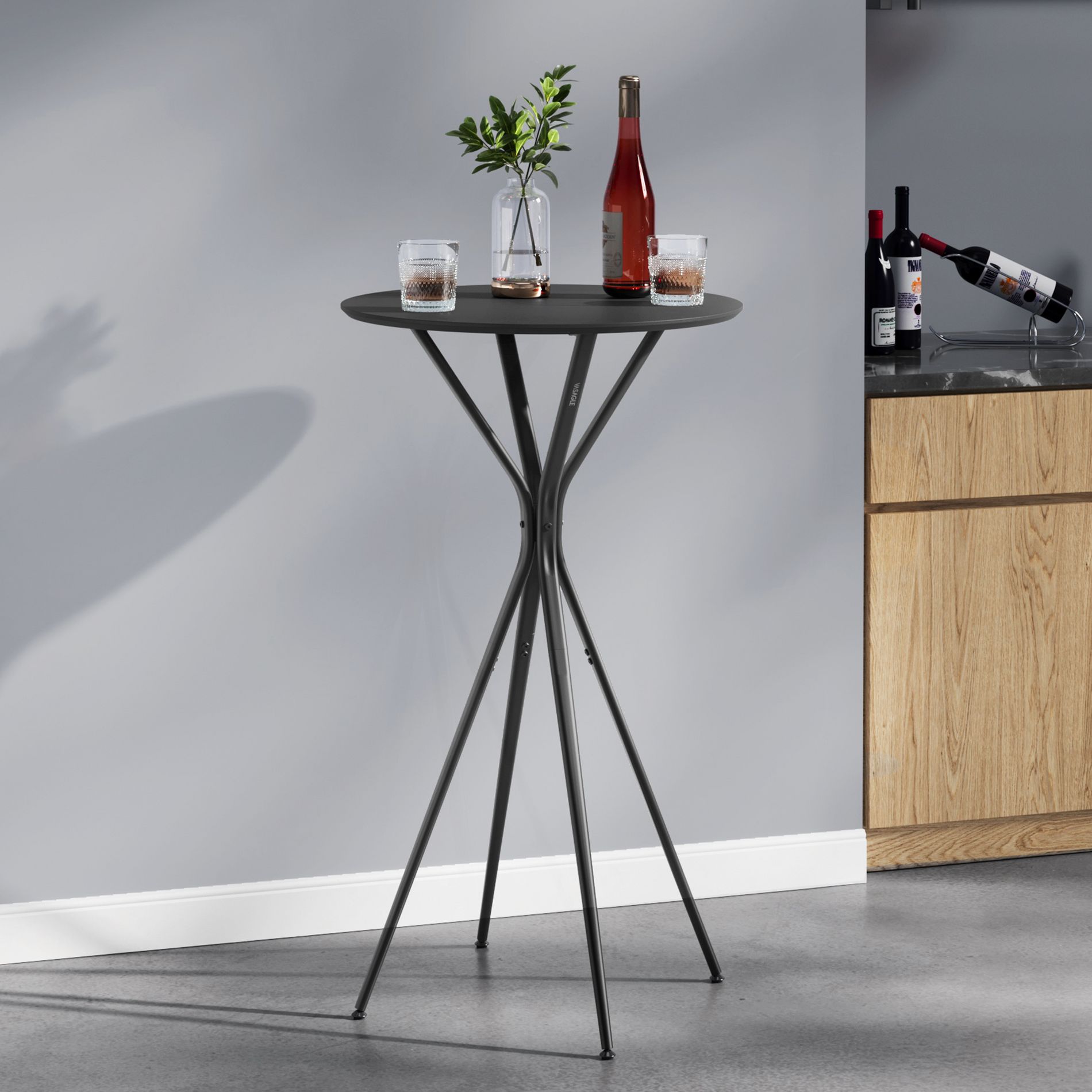 23.6" Round Bar Table, Metal High Top Table for Kitchen, Home Bar & Living Room, Modern Pub Bistro Table, 41.3" Height, Ink Black