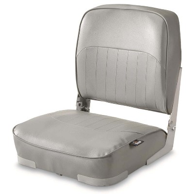 Guide Gear 28 Ounce Heavy Duty Marine Grade Vinyl Low Back Folding Boat Seat with UV Treated Compression Foam Padding & No Pinch Aluminum Hinges, Gray