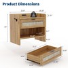 Rattan Nightstand, Bedside Table with Type-C Charging Station - 1 Drawer & Open Storage Space, Boho End Table Side Table - 2 of 4