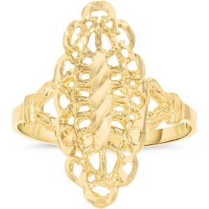 10k Yellow Gold 21.6mm Oval Diamond Cut Openwork Filigree Ring - 1 of 4