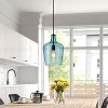 Dewdrop Coastal Beach Style Single Pendant Light Visible Filament Bulb Look Blue Ripple Glass Shade ETL For Bar Counter - 3 of 4