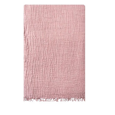 Sussex Home Muslin Blanket 4 Layers, Soft Bedspread, 100% Turkish Cotton Muslin Bed Cover, Reversible Coverlet, Powder Pink, 91x95, Queen Size — фото 2