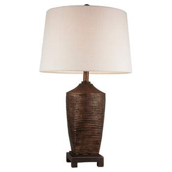 30" Traditional Polyresin Table Lamp with Textured Pattern (Includes CFL Light Bulb) Brown - Ore International