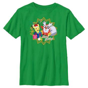 Boy's Pokemon Christmas Pikachu and Delibird Happy Holidays T-Shirt