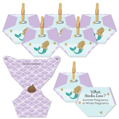 Big Dot of Happiness Let's Be Mermaids - Baby Shower Conversation Starter - 2-in-1 Dirty Diaper Game - Set of 24