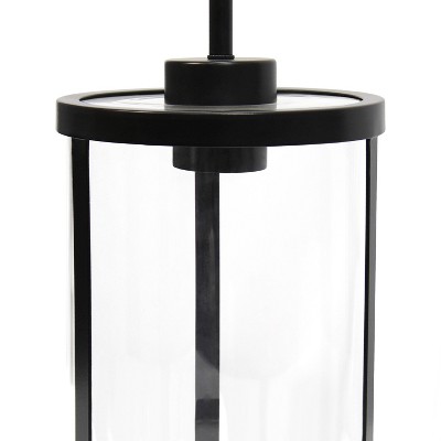 Elegant Farmhouse 55" Black Pendant with Brushed Nickel Accents and Clear Glass Shade