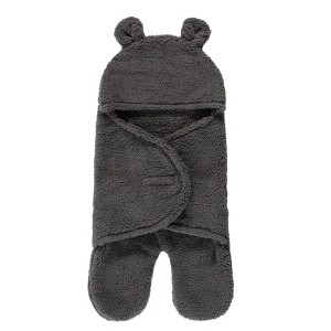 Hudson Baby Unisex Animal Faux Shearling Baby Outdoor Stroller Sack Wrap, Charcoal, One Size - 1 of 3