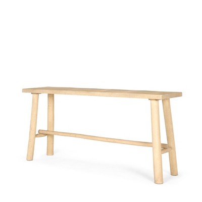 HomeRoots 66" Light Brown Solid Wood Trestle Console Table