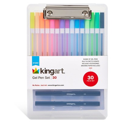 KINGART Gel Pen Set with Drawing Board Case, 30 pc