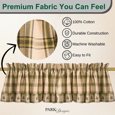 Park Designs Plaid Pine Lodge Cotton Valance with Embroidered Pinecones