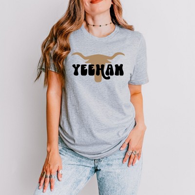 Simply Sage Market Yeehaw Bull Short Sleeve Tee - S - Heather Grey