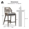 PURPLE LEAF Patio Sunbrella Bar Stools Set of 2 Handwoven Wicker Bar Height Stool Modern Aluminum Outdoor Wicker Barstools with Back and Cushion - 3 of 4