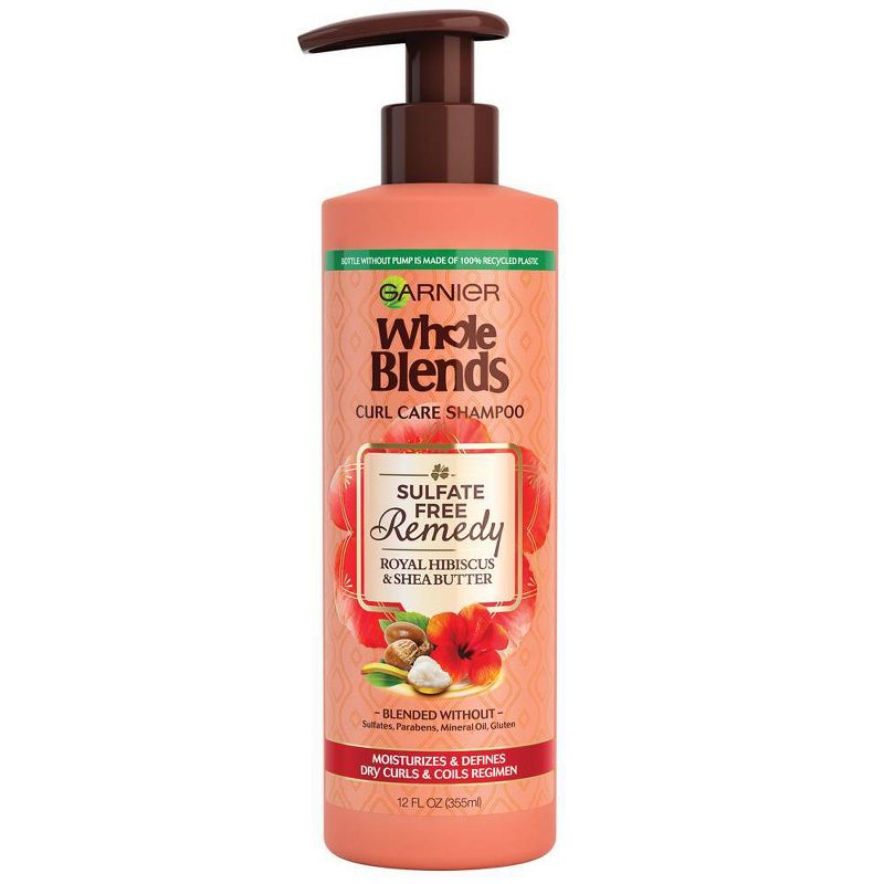 Garnier Whole Blends Sulfate Free Remedy Hibiscus and Shea Shampoo Dry Curls - 12 fl oz, 1 of 11