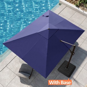 Pellebant 9x11.5FT Cantilever Umbrella Outdoor 360 Degree Rotation Offset Umbrella 6 Heights Adjustable with Base - 1 of 4