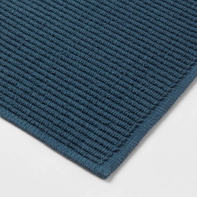 Turquoise Cotton Woven Low Pile Bath Rug 20"x30"