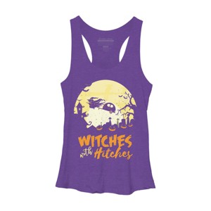 Women's Design By Humans Halloween Camping Witches Hitches Funny By RedBirdLS Racerback Tank Top - 1 of 3