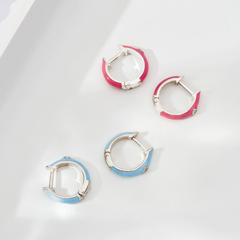 Girls' Bold Enamel Bezel Set Hoop Sterling Silver Earrings - In Season Jewelry, 2 of 3