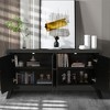 XINGHANZHENXUAN Refined Industrial 4-Door Credenza with Wooden Legs & Bronze Clasps, Storage Cabinet for Modern & Rustic Interiors - 3 of 4
