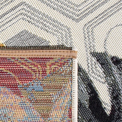 Tropical Paradise Gray Synthetic 9'10" x 12'5" Easy-Care Outdoor Rug