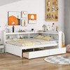 Dolonm Full Bed with L-shaped Bookcases, Drawers ,White - 3 of 4