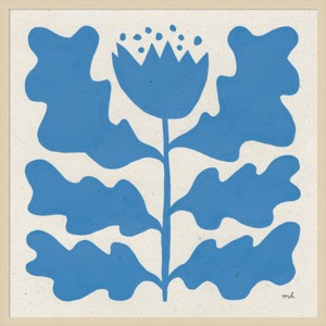 33"x33" Delighted Floral IV Blue by Moira Hershey: Midcentury Modern Botanical Art - Amanti Art - 1 of 4