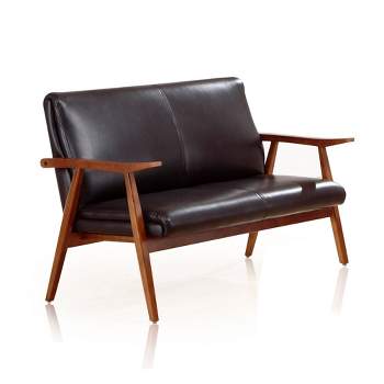 Arch Duke Faux Leather 2 Seater Loveseat Black - Manhattan Comfort