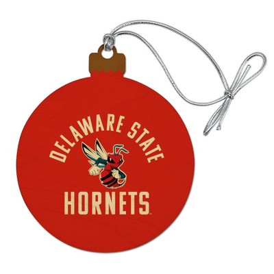 Delaware State University Hornets Logo Wood Christmas Tree Holiday Ornament