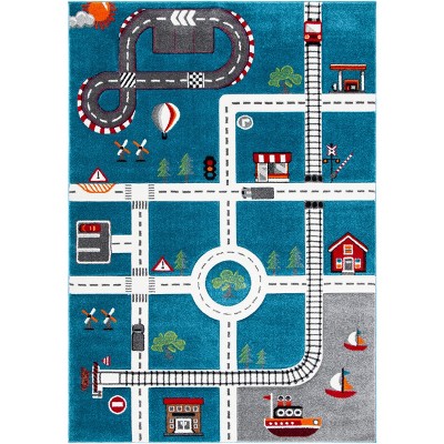 Carousel Kids Crk192 Power Loomed Area Rug - Turquoise/ivory - 8'x10 ...