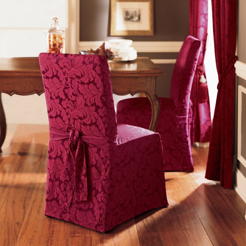 Scroll Long Chair Slipcover Burgundy - Sure Fit, 1 of 5