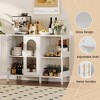 2PCS White Storage Cabinet W/Glass Door,Open Shelves,Sideboard Buffet Cabinet,2-Tier Floor Storage Cabinet for Living Room,Bathroom,Kitchen,Entway - 2 of 4