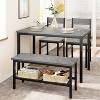 3-Piece Retro Brown Dining Set | Rectangular Table + 2 Upholstered Benches (Seats 4) | Chamfered Metal Frame for Small Kitchens/Apartments - 2 of 4