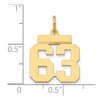 Black Bow Jewelry 14k Yellow Gold, Athletic Collection, Small Polished Number 63 Pendant - 4 of 4