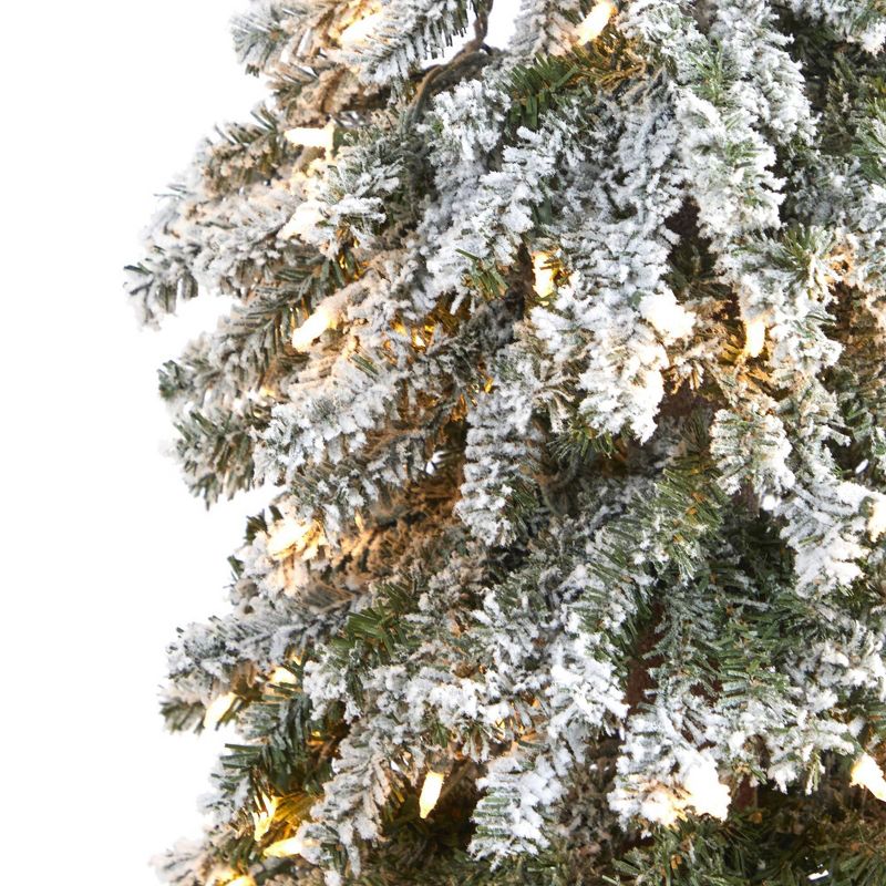 6ft Nearly Natural Pre-Lit Flocked Grand Alpine Artificial Christmas Tree Clear Lights, 4 of 8