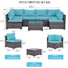 ALAULM Patio Furniture 7 Pieces Outdoor Sectional Rattan Sofa Set Manual Wicker Patio Conversation Set with 6 Seat Cushions, Turquoise Blue - 2 of 4