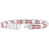 Pompeii3 Men's Steel And Red Two Tone 8mm Link Flexible Trigger Clasp  8.5 " Bracelet - 2 of 3