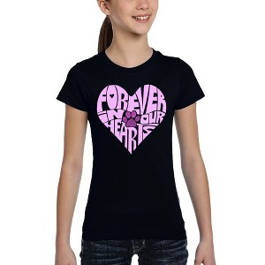 LA Pop Art Forever In Our Hearts - Girl's Word Art T-Shirt - 1 of 4